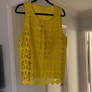 LOFT Vibrant Yellow Sleeveless Cutout Blouse